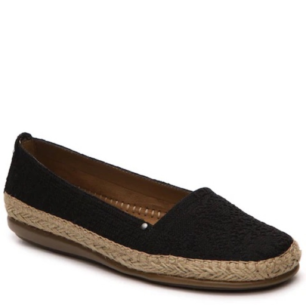 Aerosoles Solitaire Crochet black slip on Flats shoes espadrilles size 7.5